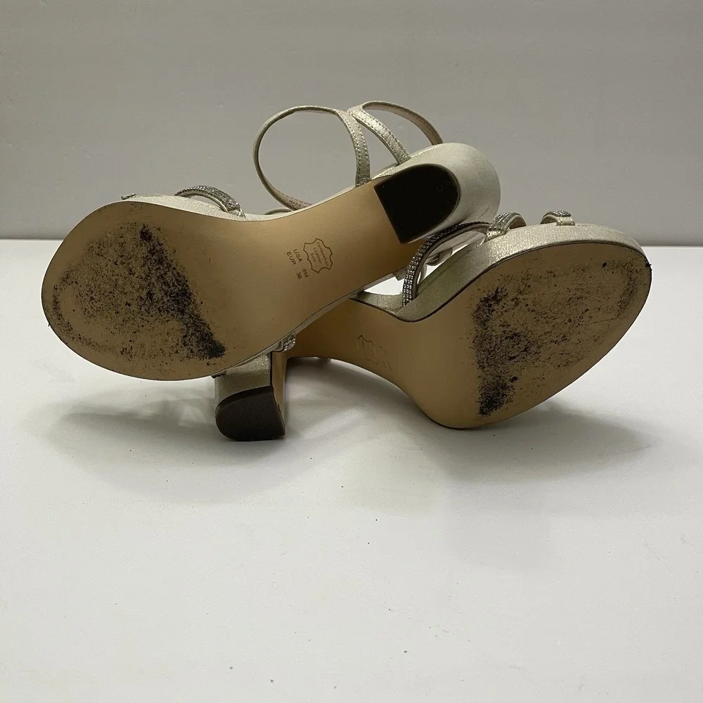 Nina Saralyn Platino Platfom Sandal‎ Heel Size 8 Gold Rhinestone Wedding Holiday